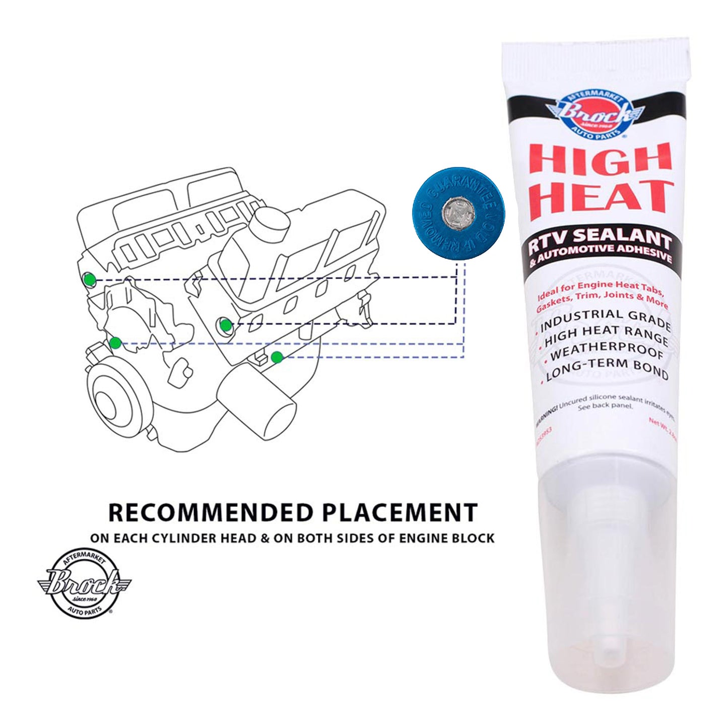 Brock Marine Engine Heat Tabs With High Heat Adhesive - Guaranteed Accurate - Center Melts At 195-200F/90-93C - 100 Heat Tabs Per Tube